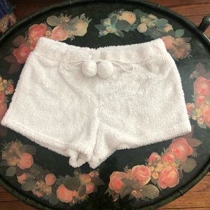 Fuzzy White Lounge Shorts